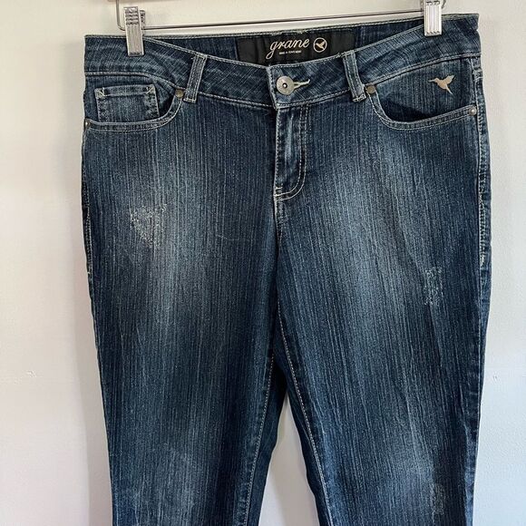 Grane Jeggings Blue Rubbed Denim Low Rise Straight Leg Jeans Womens Size 9 - Picture 2 of 8